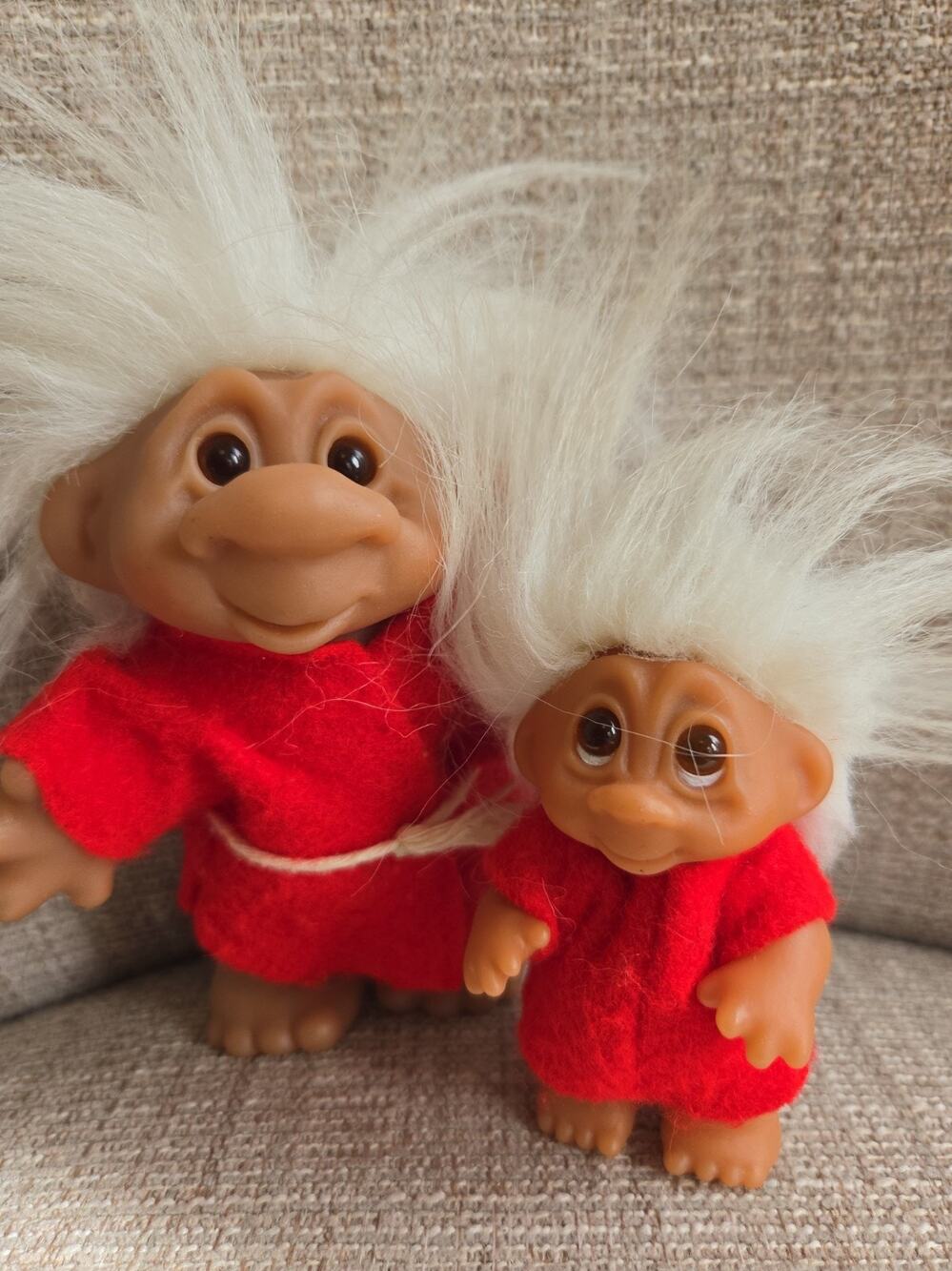 DAM Troll 1986 White Hair Red Robe 5” And 3" Lot Of 2